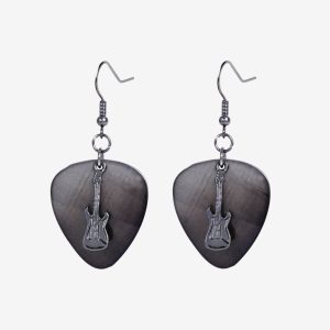 Hematite Guitar Pick Earrings