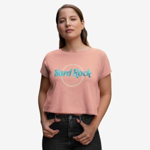 Ladies Fit Foil Logo Crop Tee in Pink