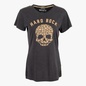 Guitar Company Ladies Fit Leopard Skull Tee in Black