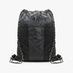 Nylon Drawstring Bag in Black